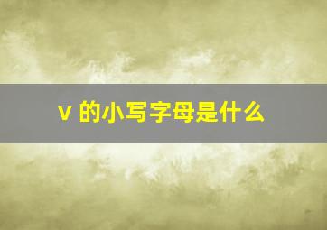 v 的小写字母是什么